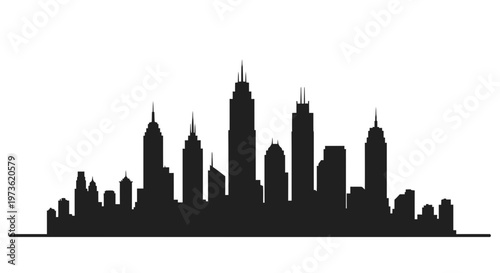 City Skyline Silhouette Urban Landscape.