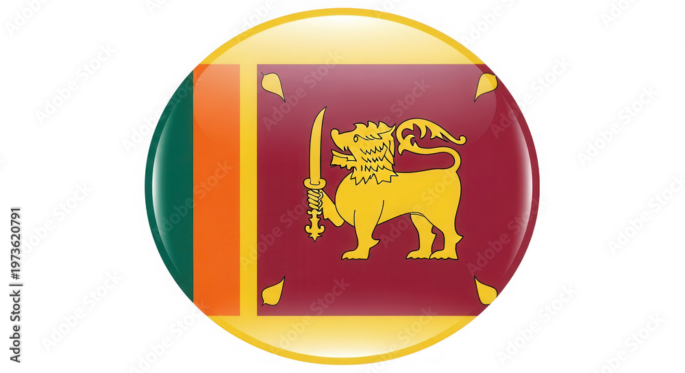 Fototapeta premium Sri lanka flag glossy button isolated on transparent background