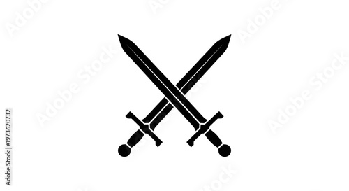 Crossed swords metal weapons icon.