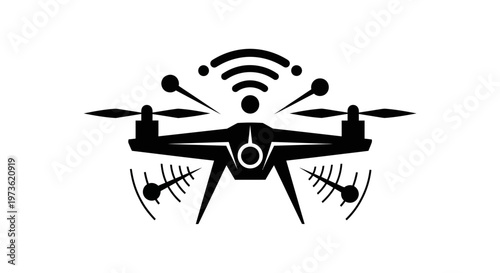 Drone with propellers and antennae.