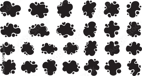 Abstract black shapes on white background pattern design