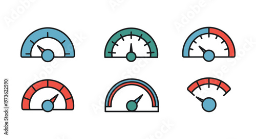 Tachometer Line art vector creative color shapes illustration