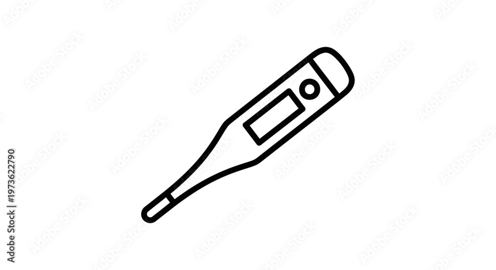 Fototapeta premium Digital Thermometer Icon, Medical Health Care Symbol, Illness Symptom Check