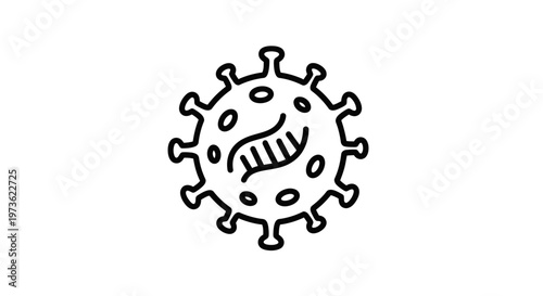 Coronavirus Icon with DNA Strand Inside, Medical Science and Pandemic Concept, Vector Illustration