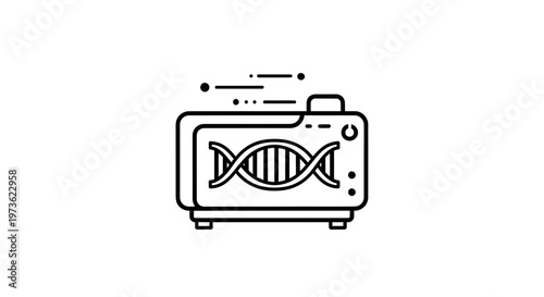 DNA sequencing machine icon, genetic research, biotechnology, scientific laboratory equipment