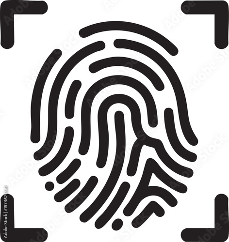 Fingerprint icon, biometric identification symbol, security scan, authentication mark