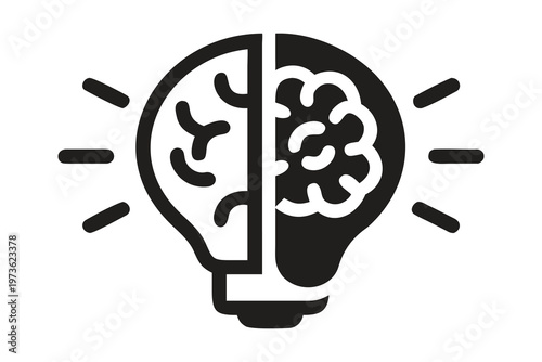A creative lightbulb icon with a brain inside representing innovative thinking and ideas