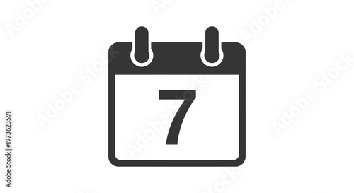 calendar icon displaying the number 7 a clean daily schedule symbol for specific dates and important events.