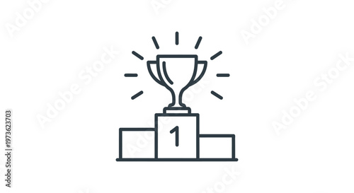 trophy on a winners podium representing first place symbolizing success and achievement ideal for business and competitive concepts.