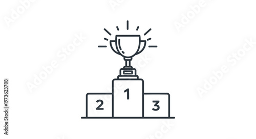 winner podium with a trophy symbolizing success achievement and victory representing competition results and triumph.