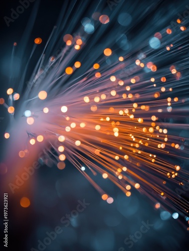 fiber optic cable network with a blured technology background