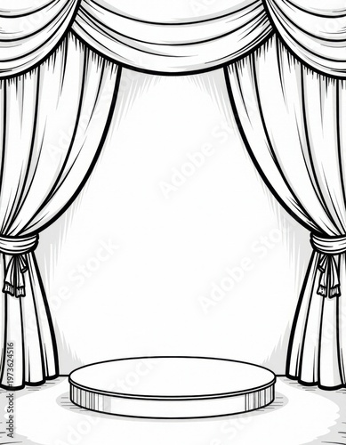 Sticker design element in black and white outline