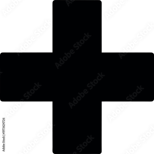 Bold Black Plus Cross Symbol Icon