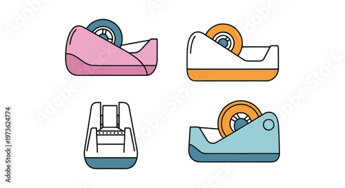 Tape Dispenser Line art vector clean abstract color design