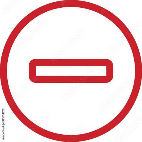 Red Minimal No Entry Minus Circle Symbol