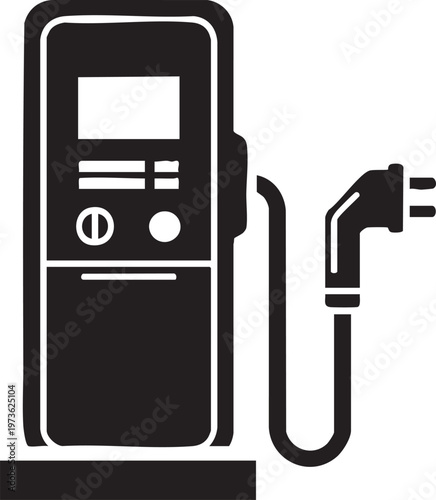 Electric vehicle charging station, EV charger icon, car power supply, energy fuel station