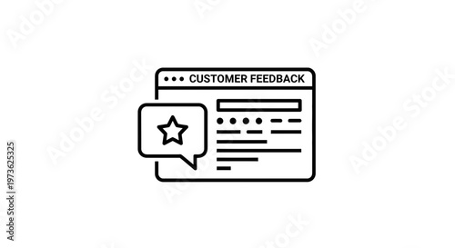 Customer feedback survey with star rating and positive review icon