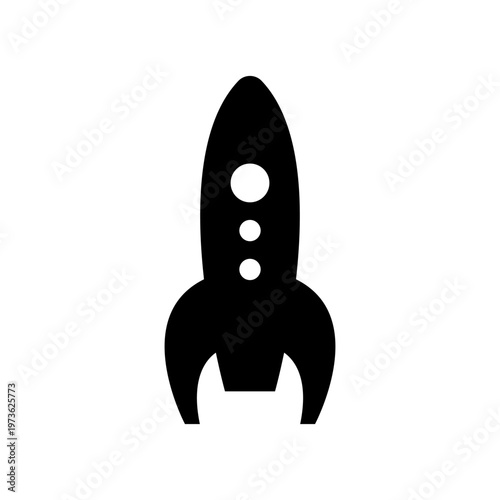 Black Silhouette of Rocket Ship Illustration.