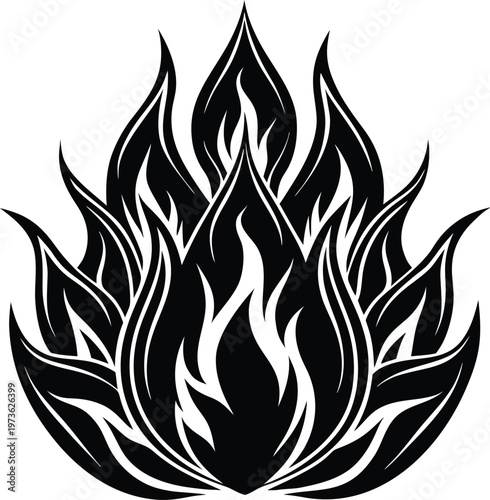 Black flame, fire icon, vector flames, blaze symbol