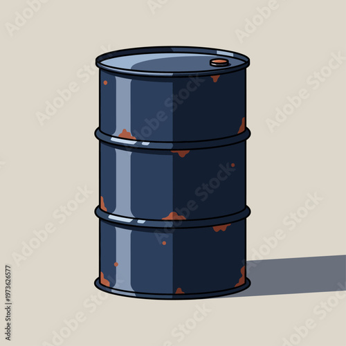 rusty oil barrel illustration a weathered industrial drum isolated on a light background symbolizing fuel storage and environmental concerns.