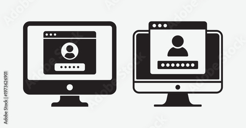 User Login Icon Set, Authentication Profile Access Line Vector Collection