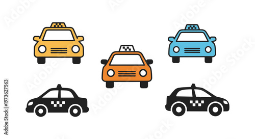 taxi cab Line art vector set abstract modern shape illustration