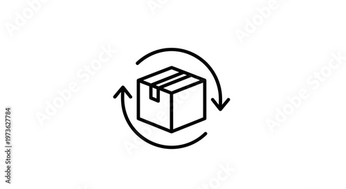Delivery Box with Circular Arrows Icon, Shipping and Logistics Concept