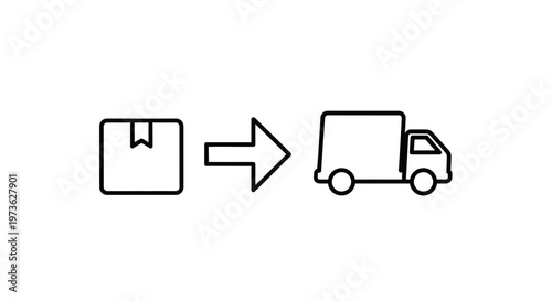 Delivery Truck Picking Up Package Icon: Logistics and Shipping Concept