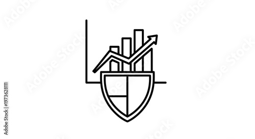 Financial Security Growth Shield Icon: Business Data Protection and Investment Safety