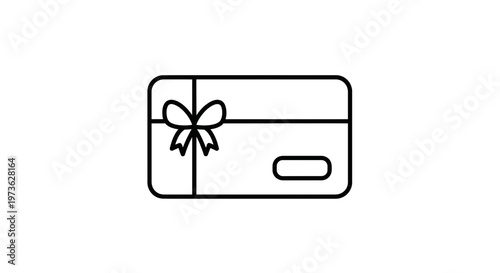 Gift Card Icon with Bow - Simple Line Art for Presents, Shopping, and Rewards