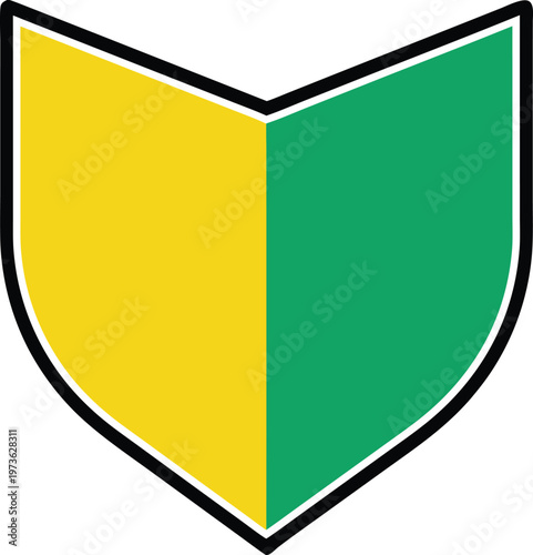 A graphic representation of the shoshinsha mark used in japan to denote a novice driver on roads