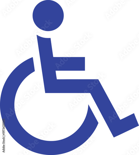 A standard blue colored international symbol of access representing a person in a wheelchair icon