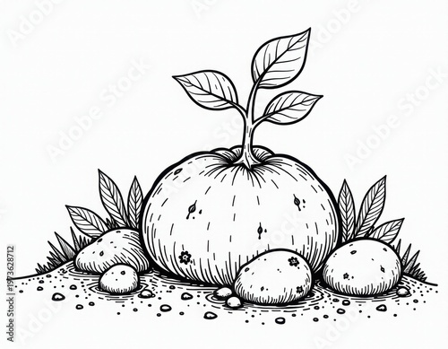 Beautiful green agricultural field landscape under blue sky