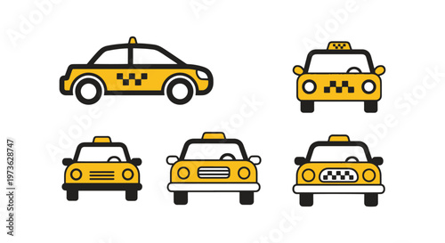 taxi Line art vector set simple abstract creative illustration