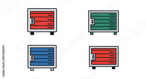 Storage Locker Line art vector minimal color pattern