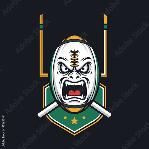 Aggressive Football with Gorilla Face Mascot Logo Design.