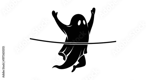 Ghost jumping over a hurdle silhouette.