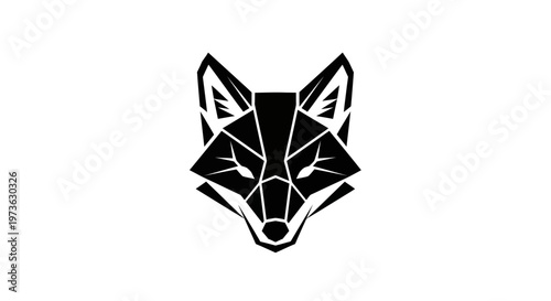 Geometric Fox Head Logo Design in Black and White.