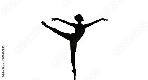 Graceful Ballerina Silhouette Performing Elegant Dance Pose.