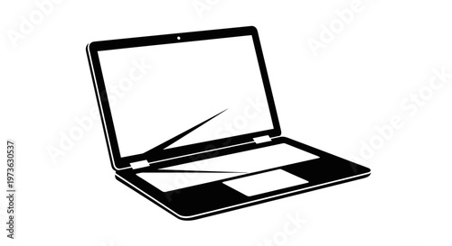 Laptop computer with open screen.