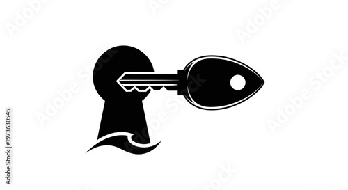 Key unlocking a keyhole symbolizing security and access.