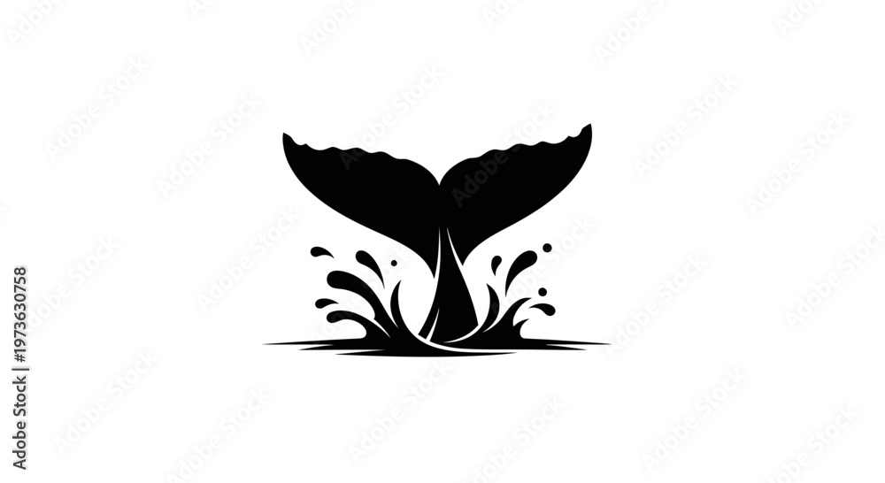 Fototapeta premium Majestic whale tail emerging from water with splash.