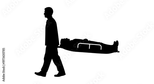 Man carrying a stretcher with patient.