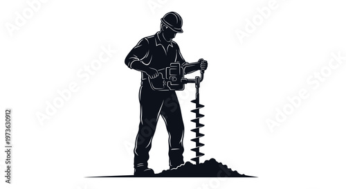 Man drilling into the ground.