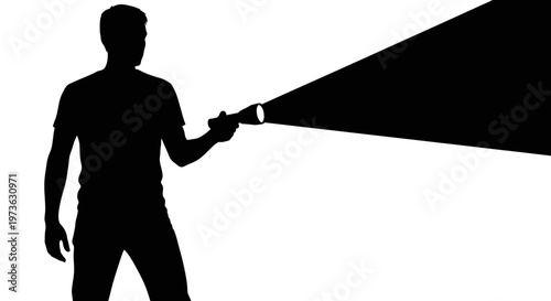 Man holding flashlight in hand.