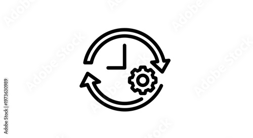 Clock with Gear Icon: Time Management, Efficiency, and Productivity Concept