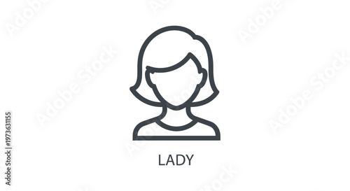 a simple line art icon of a lady perfect as a clean minimal woman user profile avatar for websites or app interfaces.