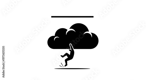 Man pushing a cloud up high.