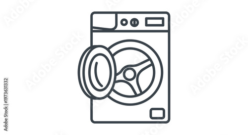 washing machine icon a modern household appliance with an open door ready for laundry and daily home care tasks.