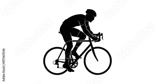 Man Riding a Bicycle Fast Outdoors.